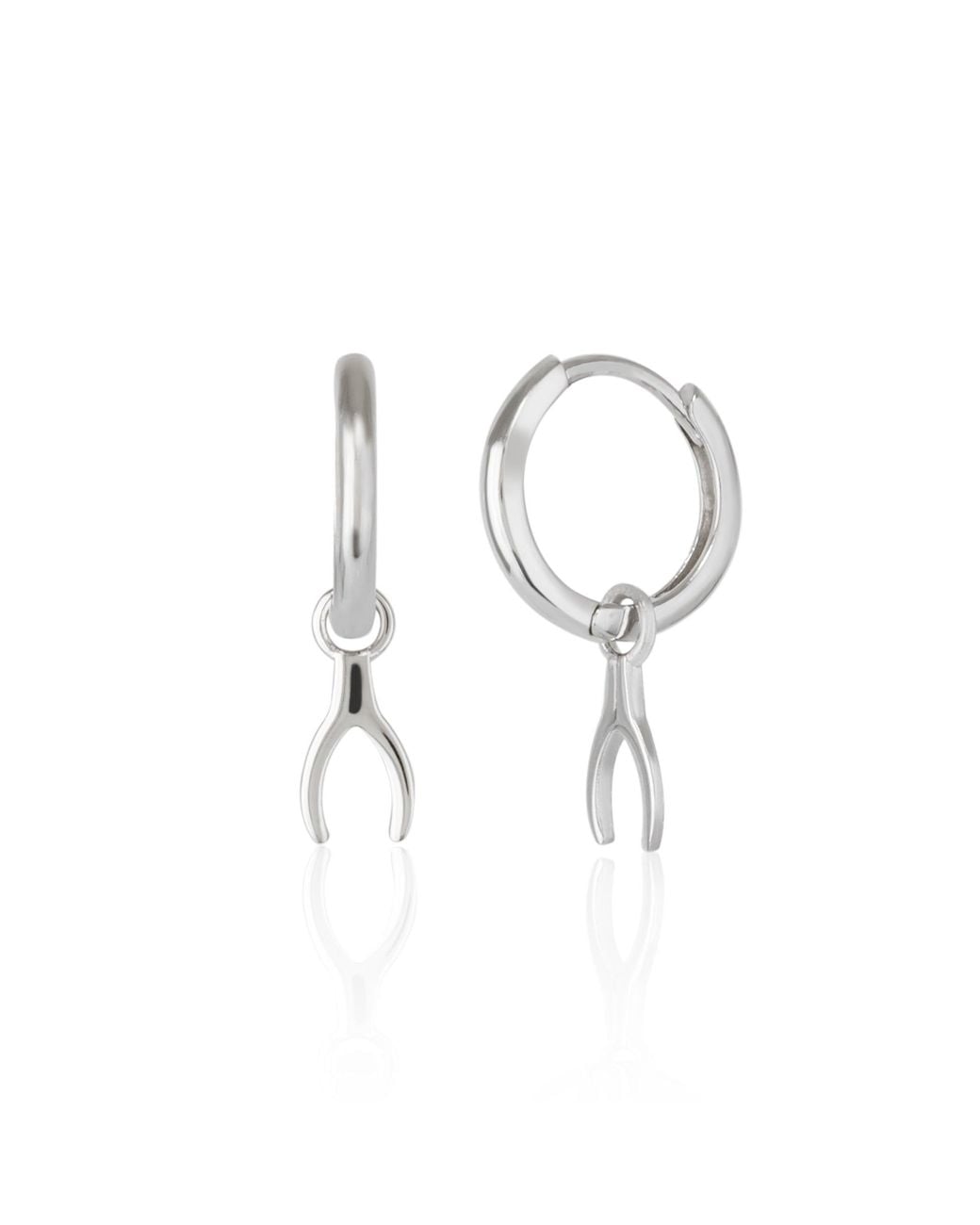 Spero London Metallic Wishbone Drop Charm Sterling Earrings