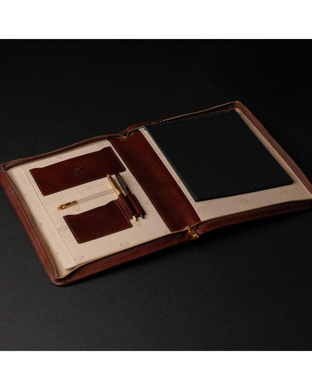 Time Resistance Brown Leather Documents Folder Organizer