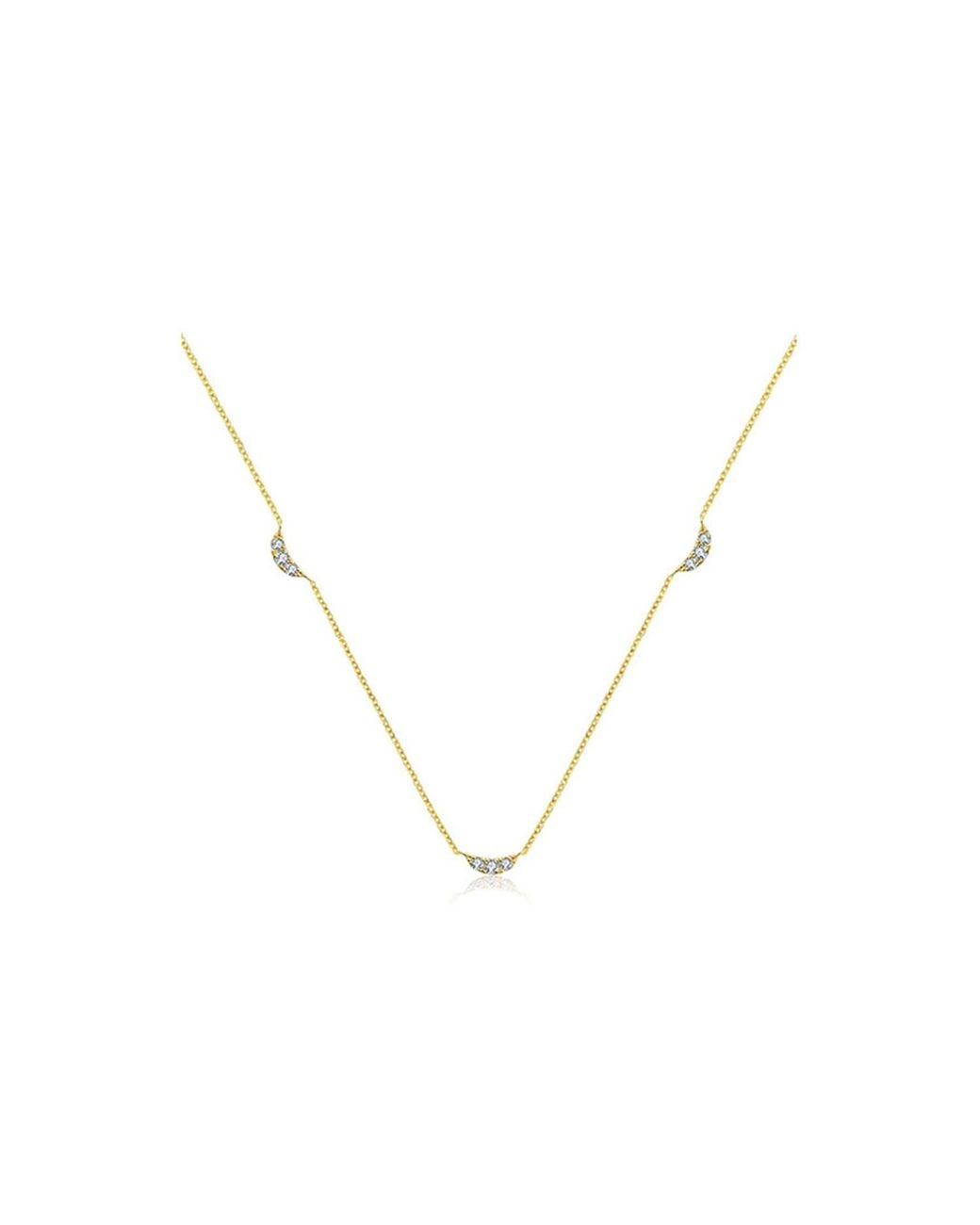 Genevieve Collection Metallic 18K Moon Shape Diamond Necklace Choker