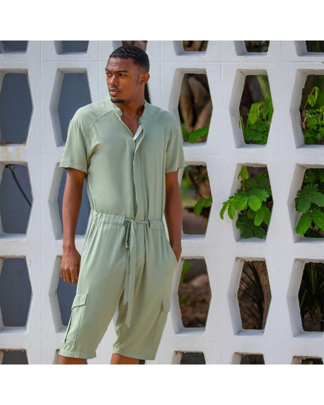 carlton jones Gray Cargo Romper for men