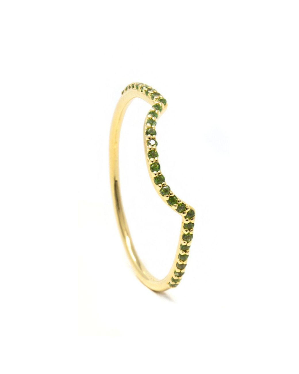 NASI SILVER Metallic Ora Half Eternity Ring- Chrome Diopside