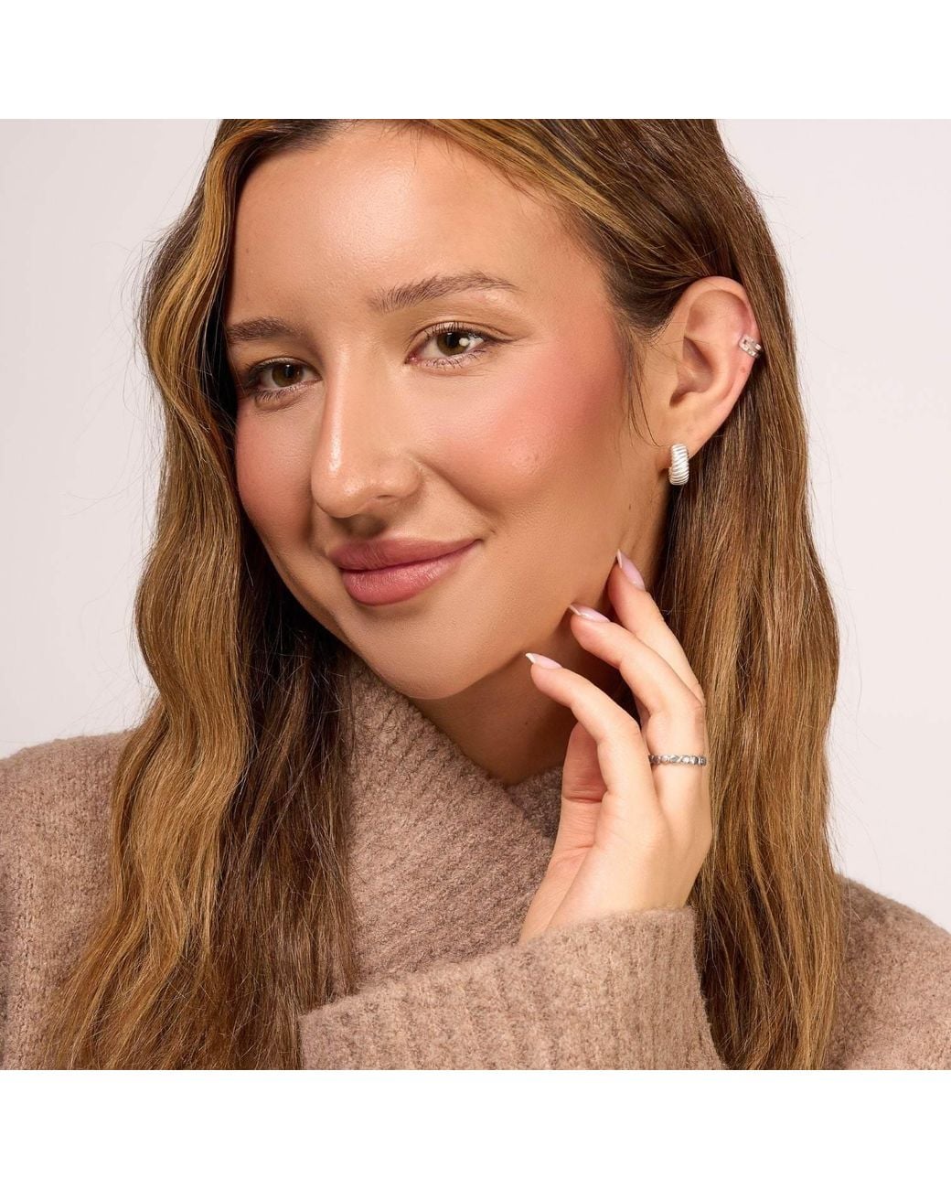 Dower & Hall Metallic Wide Twist Huggie Hoops