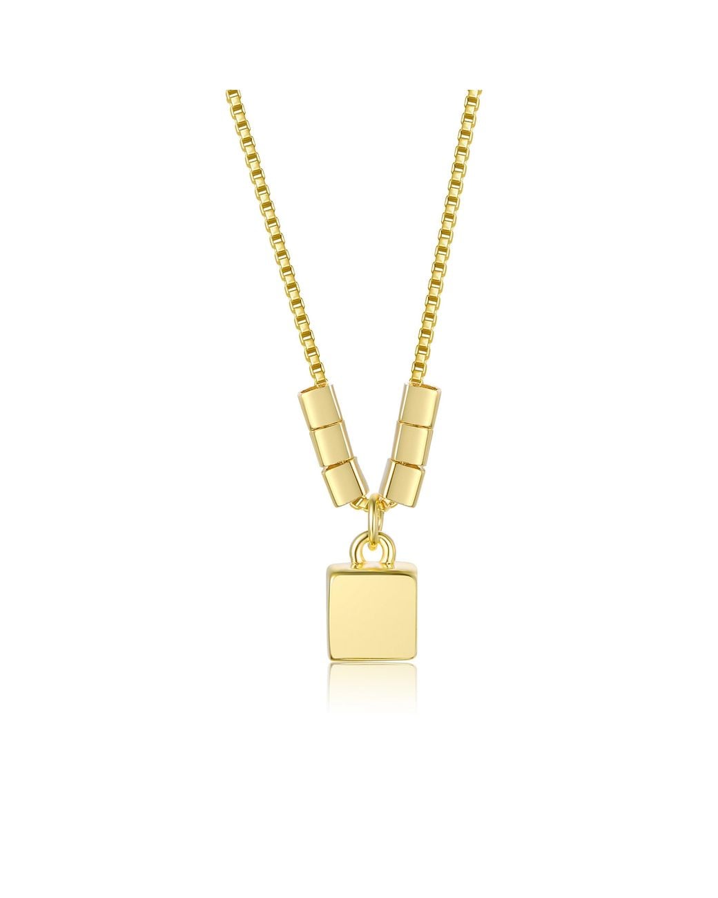 Genevive Jewelry Metallic Plated Lock Pendant Necklace With Beaded Accents