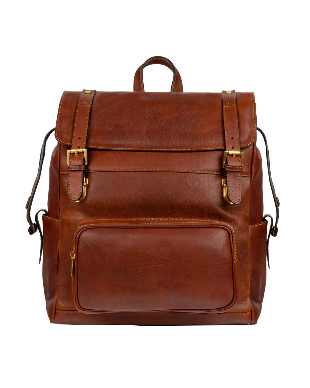 Time Resistance Brown Leather Backpack for men