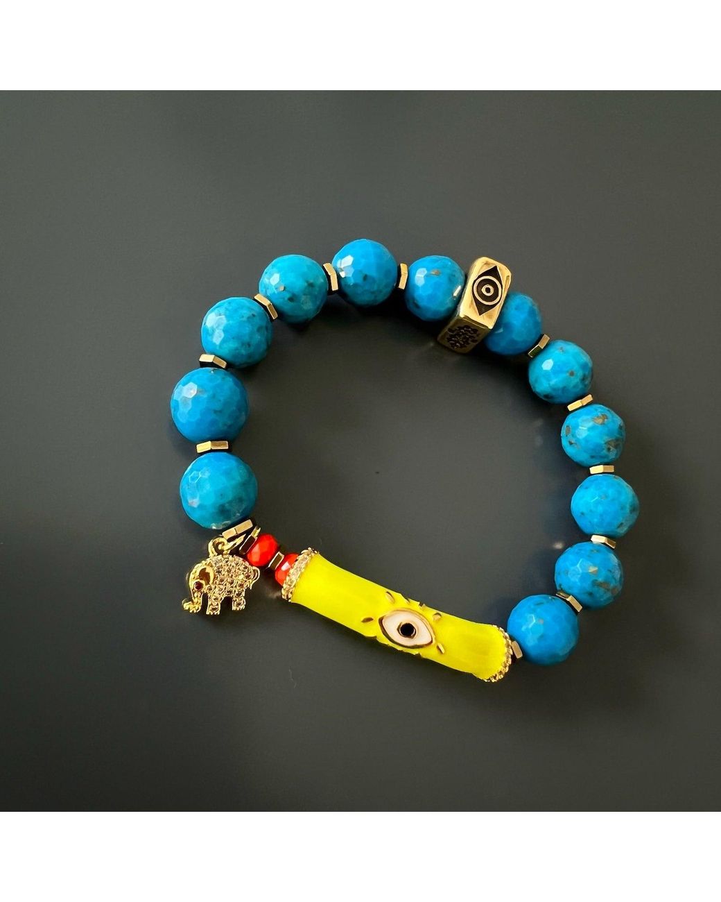 Ebru Jewelry Blue Turquoise Unique Protection Bracelet
