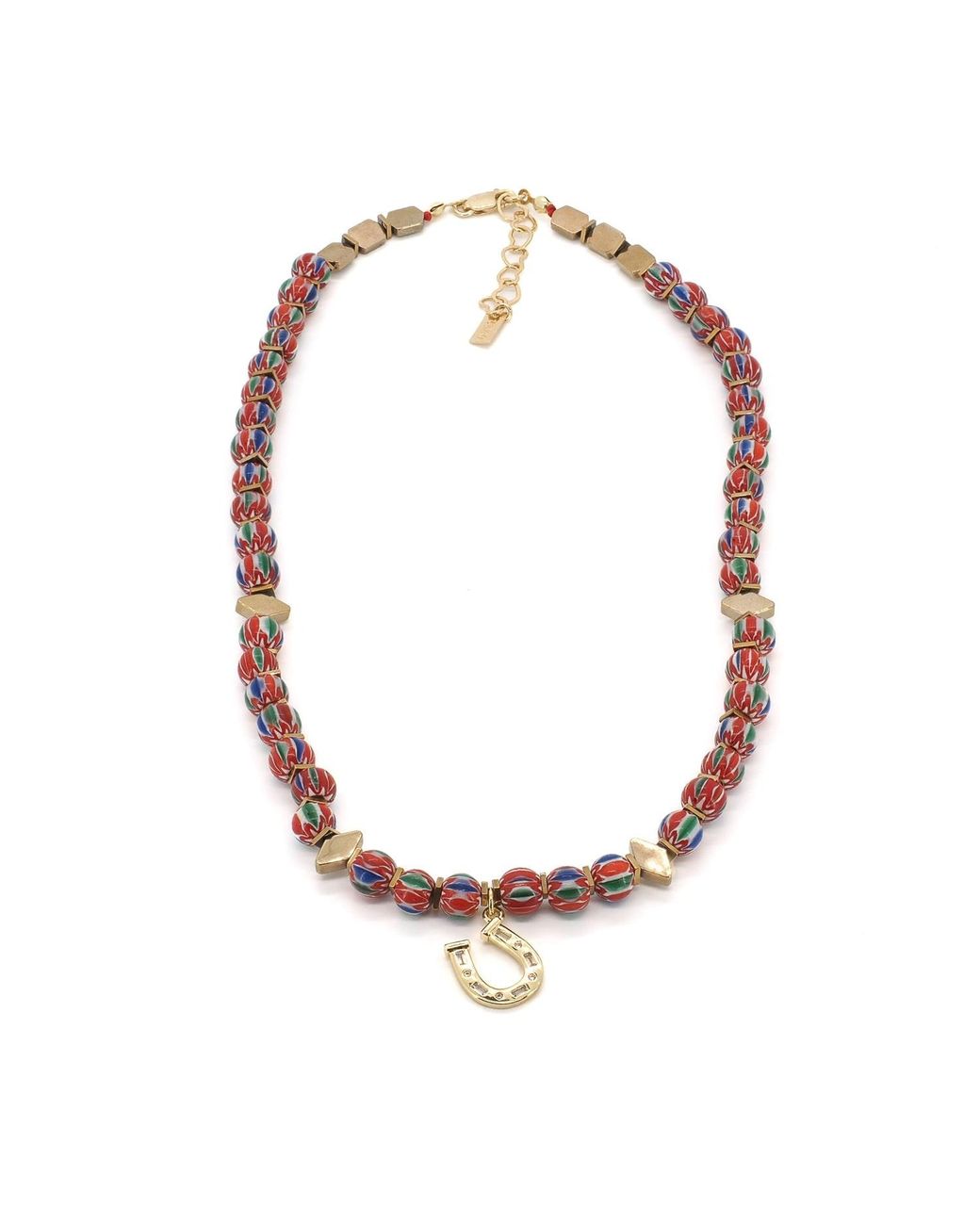 Ebru Jewelry Metallic Lucky Horseshoe African Bead Bohemian Choker Necklace