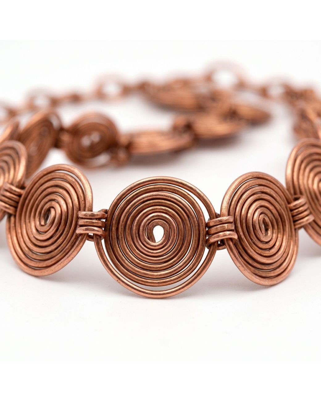 Anatoliacraft Brown Copper Spiral Statement Necklace