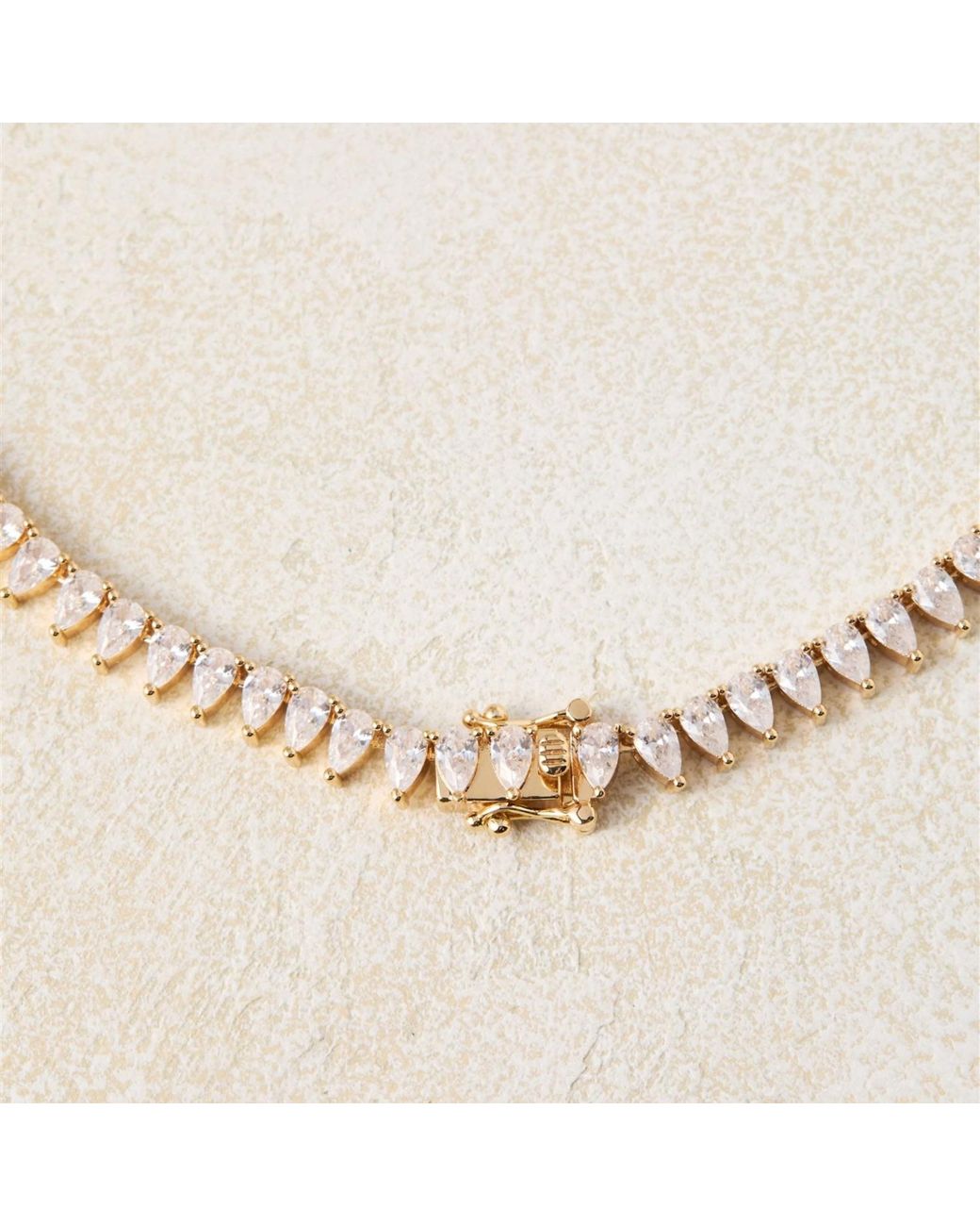 SET & STONES Metallic Teardrop Tennis Necklace