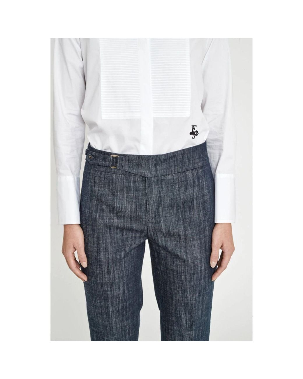 The Extreme Collection Blue Denim Tailored Straight-Leg Trousers Atelier