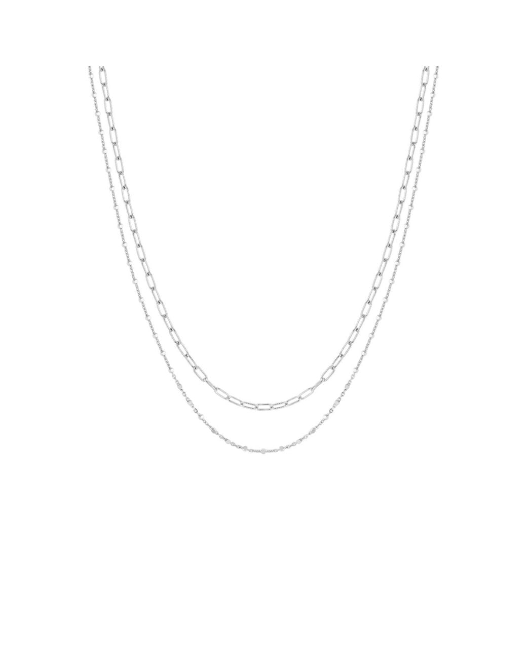 Vanhi Metallic Mini Paperclip Double Chain Necklace