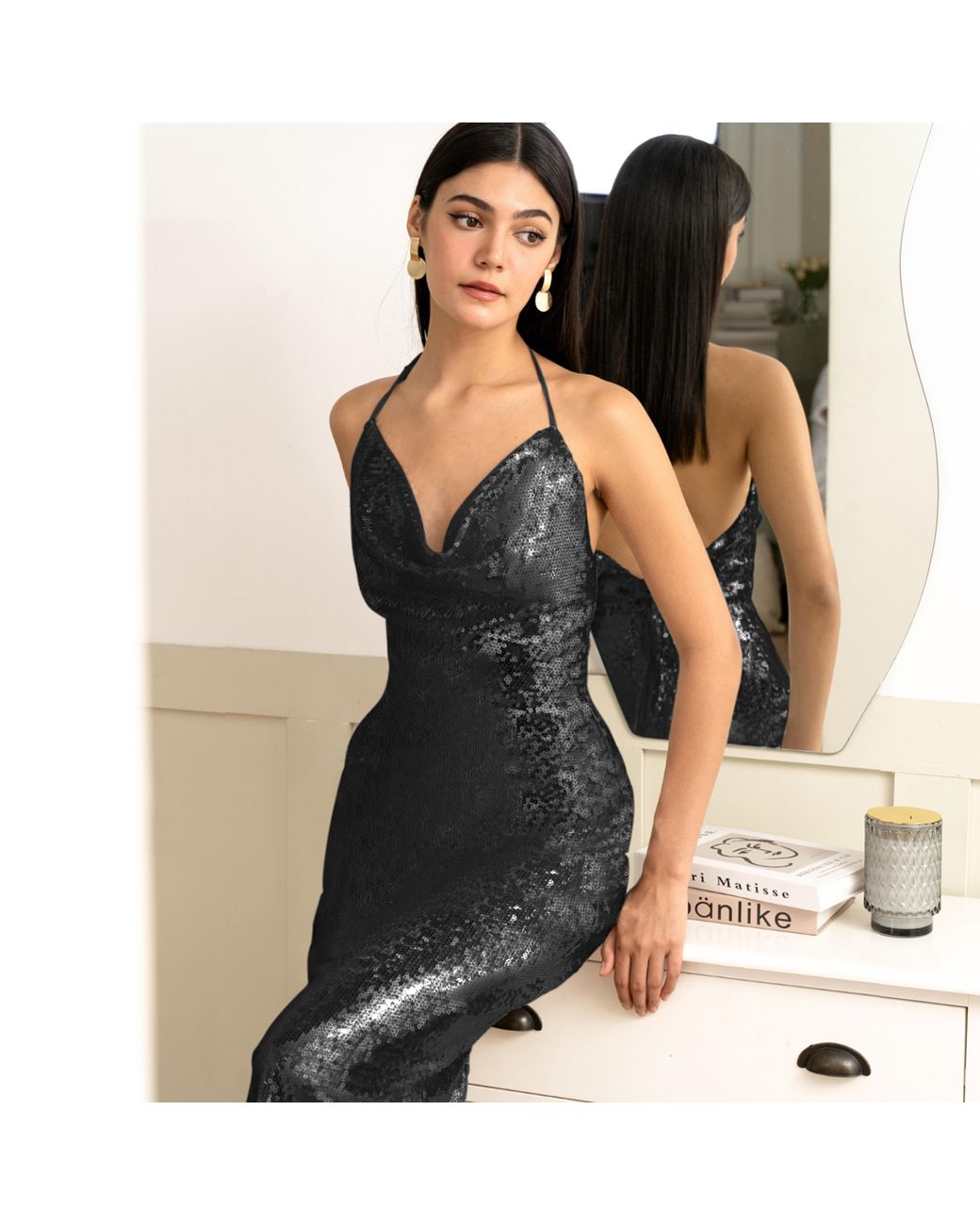 Yumi Kim Black Drea Sequins Dress