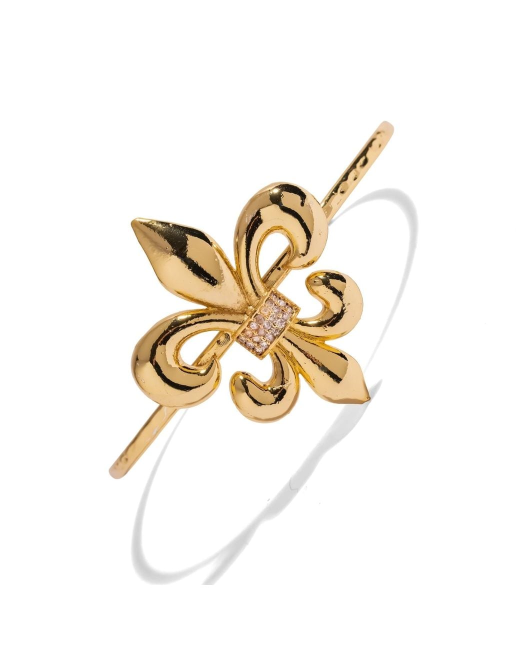 Ebru Jewelry Metallic Royal Fleur De Lis Crystal Cuff Bracelet