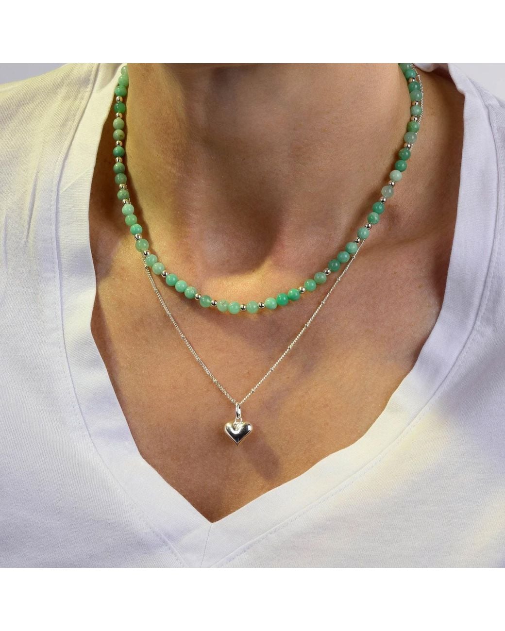 Nellou Jewellery Metallic Jewel Bead May Birthstone Necklace Sterling