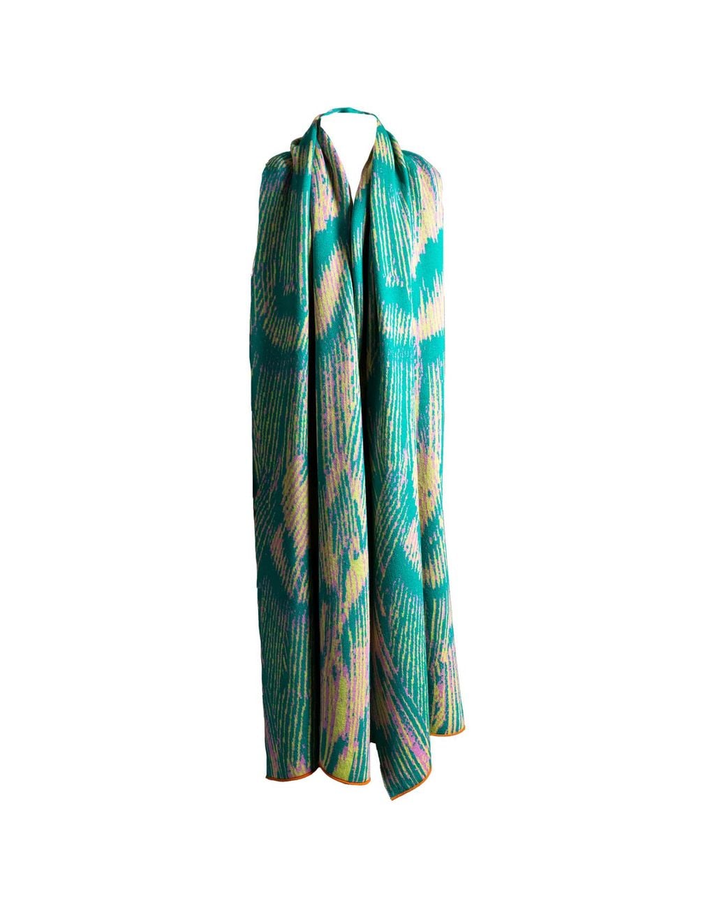 Essien & Emre Green Aureus Merino Wool Knitted Pattern Scarf