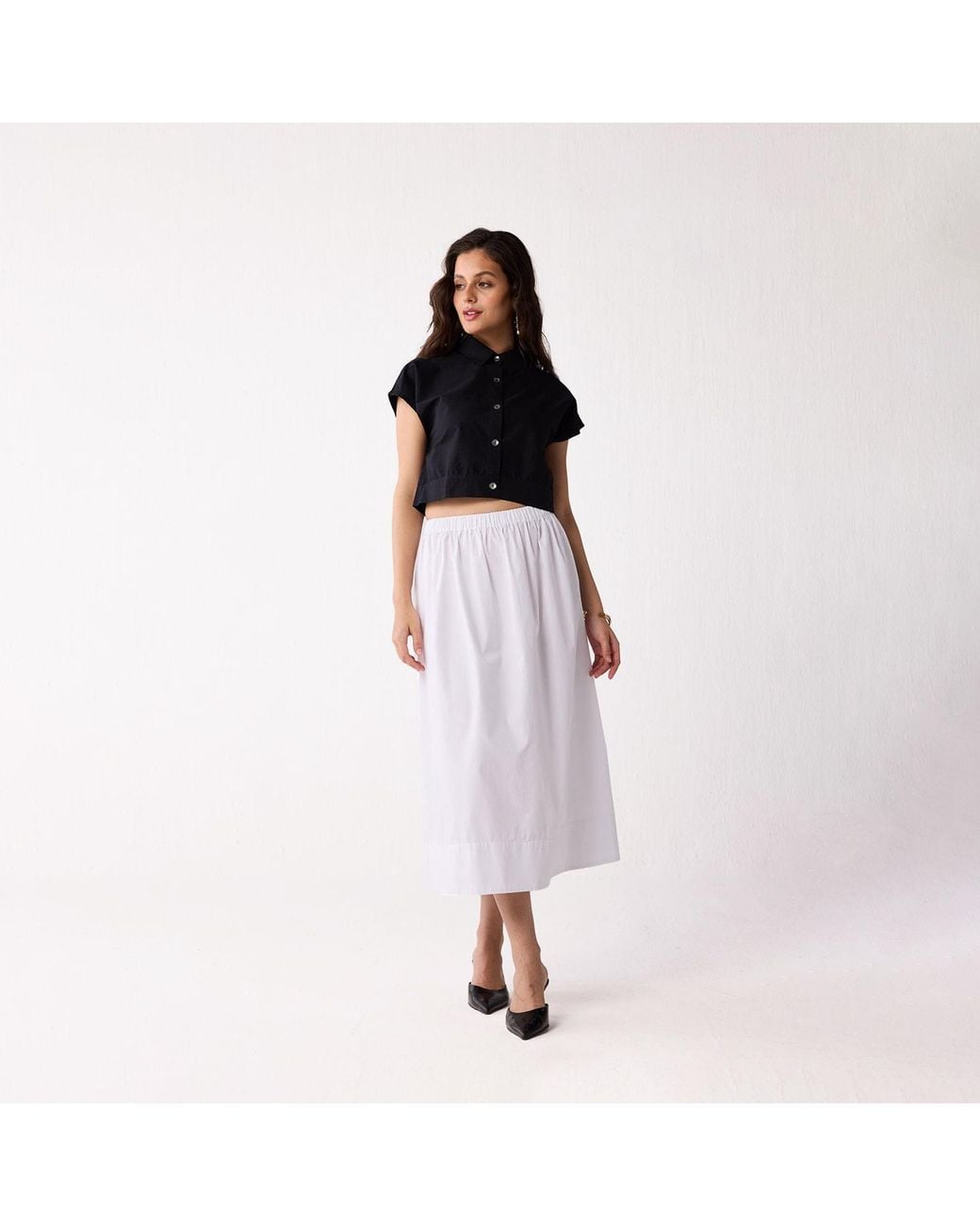 REISTOR Black Oversized Crop Shirt