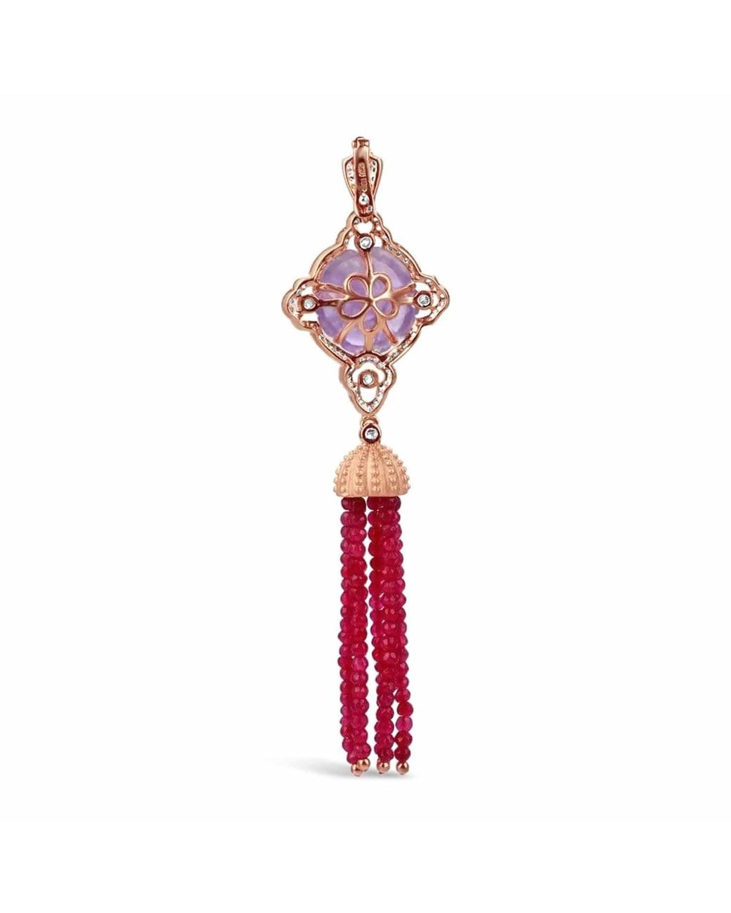 Bellus Domina Multicolor Sterling Silver Amethyst & Garnet Tassel Necklace