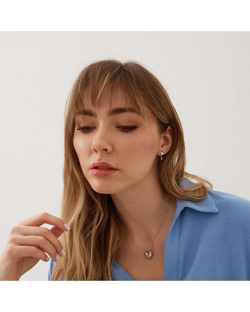 Spero London Metallic Heart Huggie Hoop Sterling Silver Drop Earring