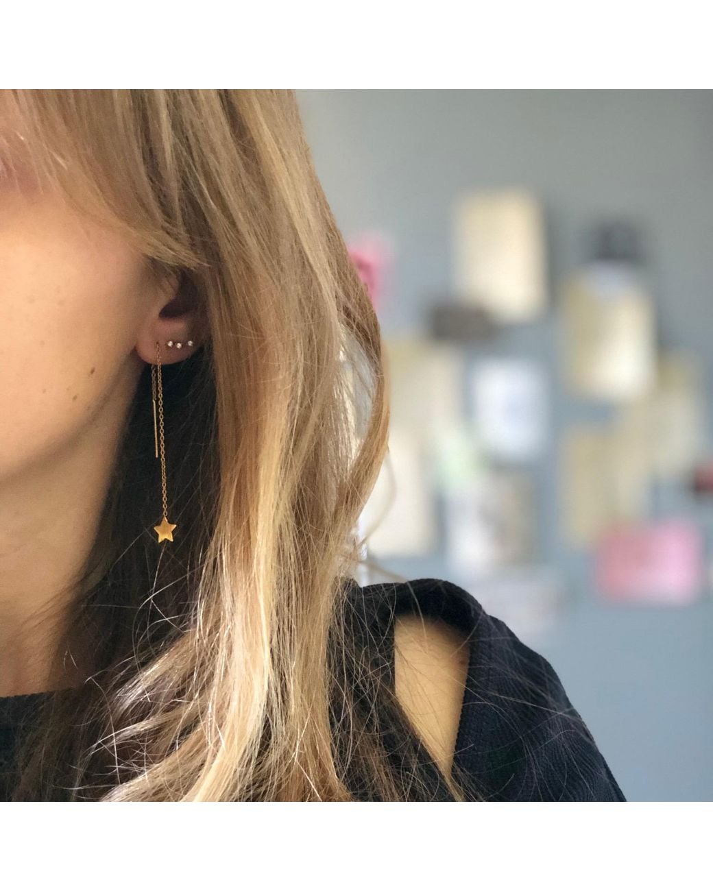 Preeti Sandhu Metallic Star Threader Earrings