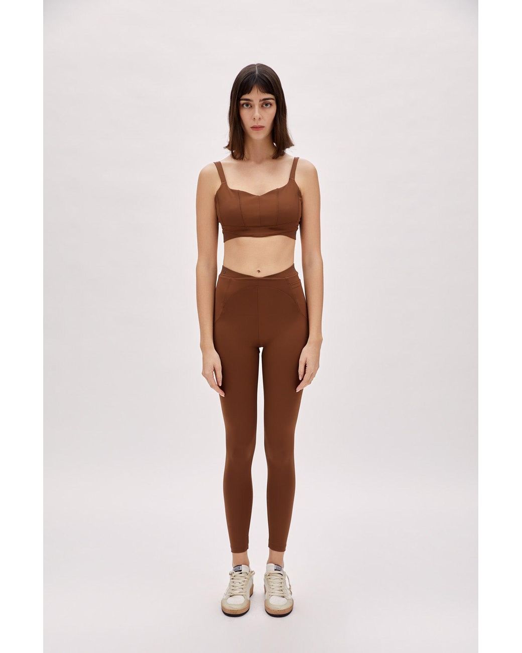 Pcfg Brown Legging With Stitch Detail
