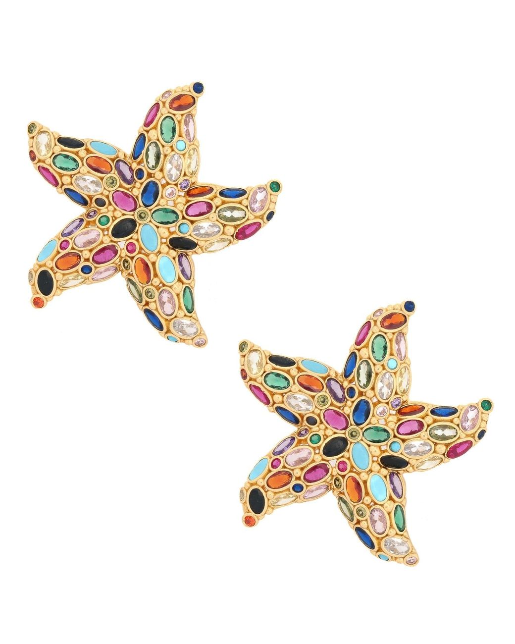 Ebru Jewelry Metallic Ocean Goddess Starfish Chunky Earrings