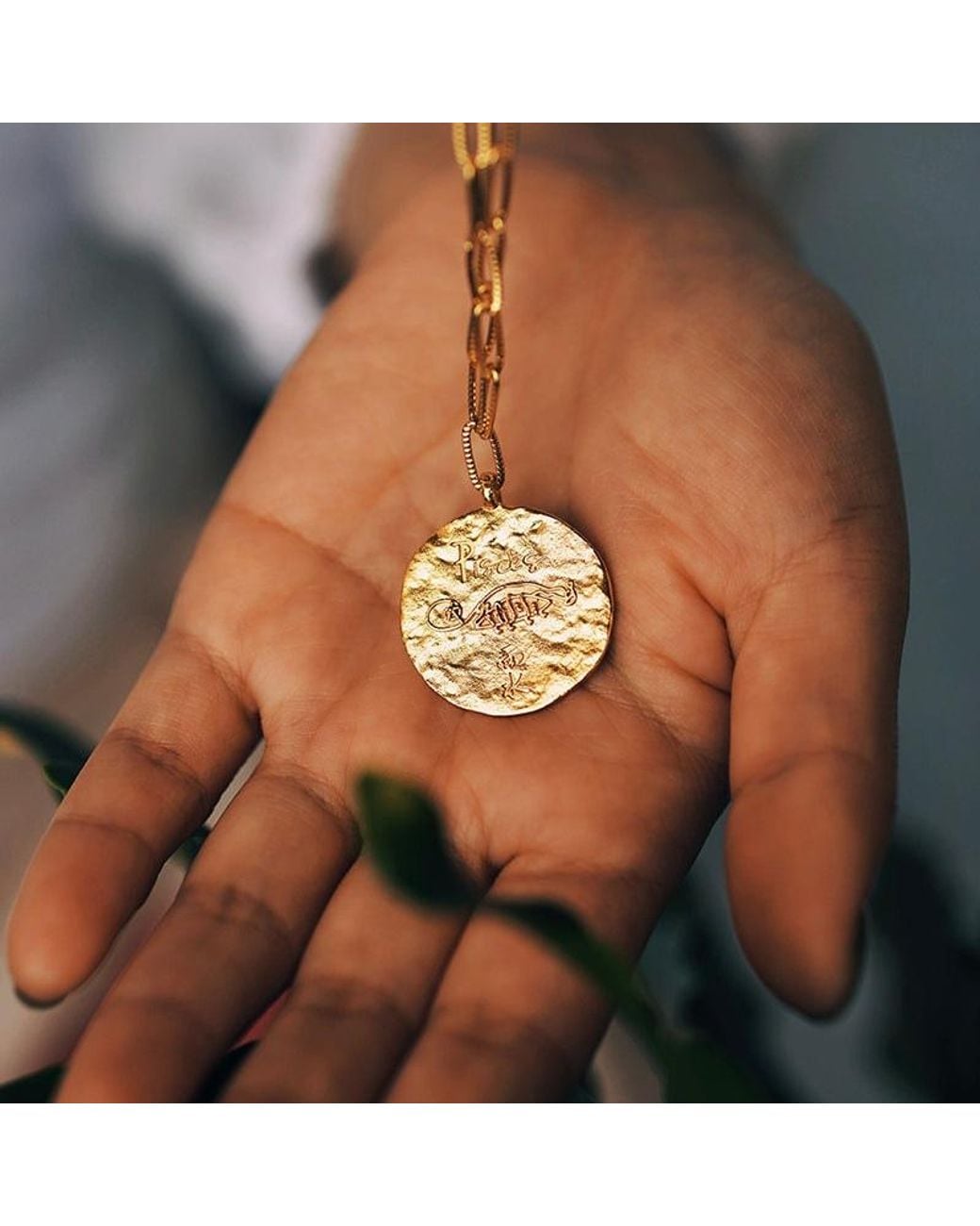 Aurozia Metallic Constellations Pisces Double-Sided Coin Necklace