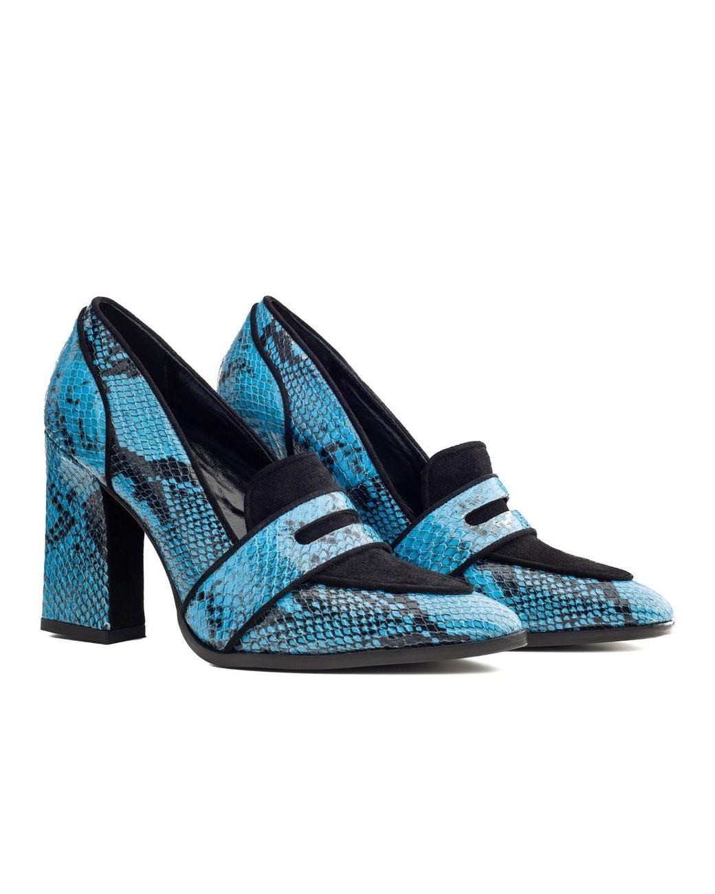 Rosamund Muir London Blue Annabel & Snake Print Loafers
