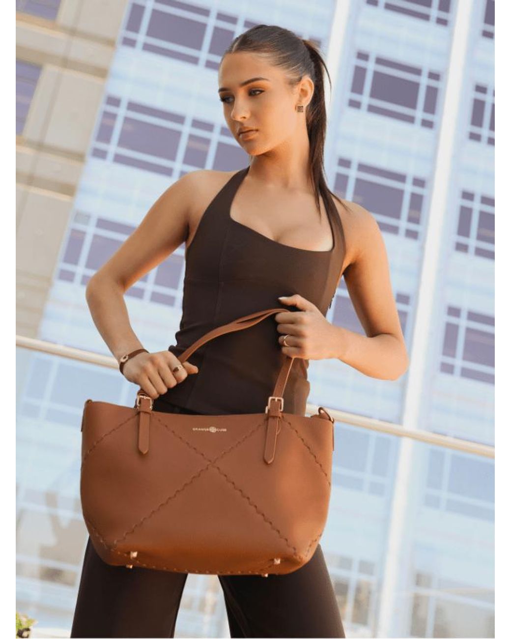 Orange Cube Brown Dusk Mosaic Tote