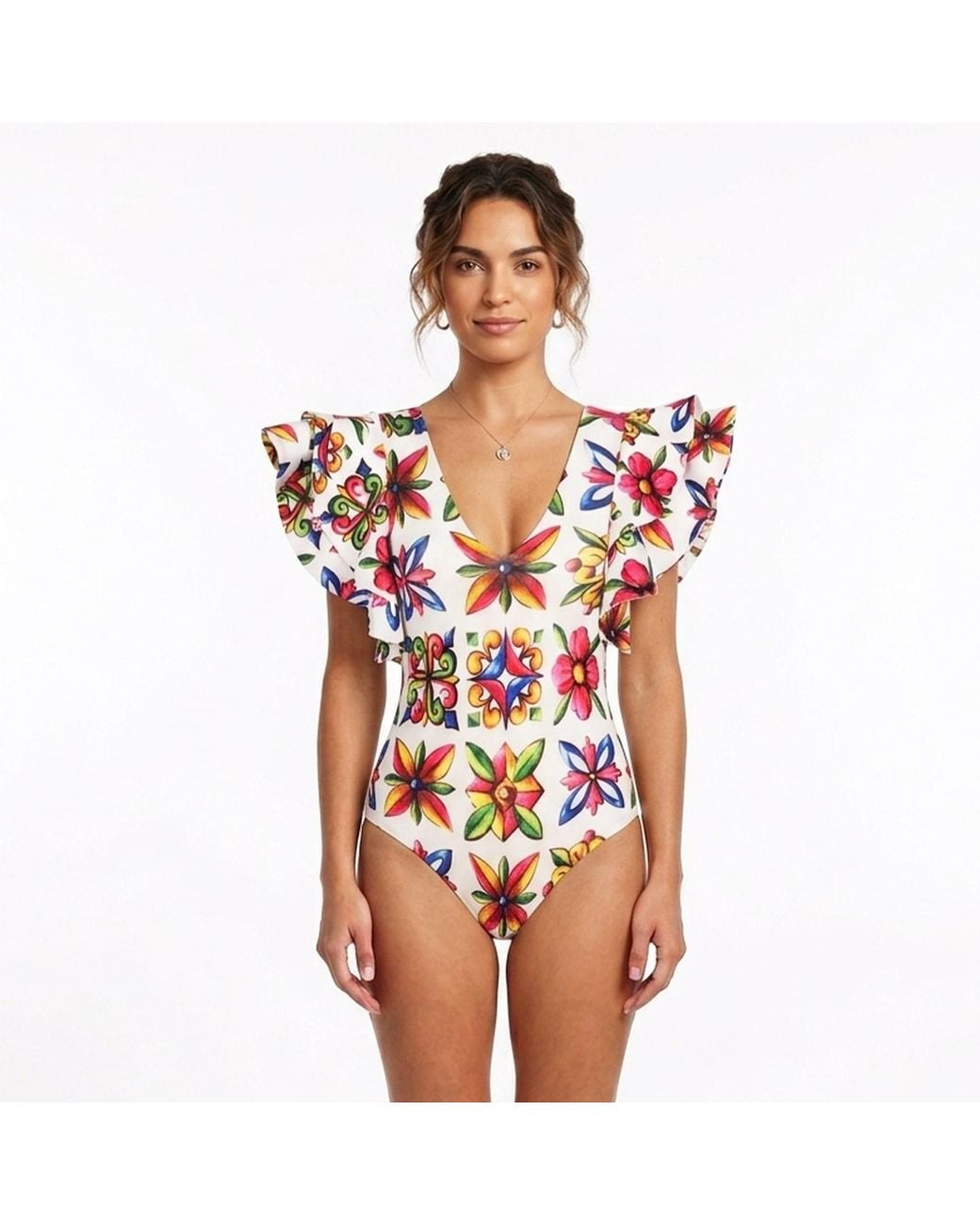 Nur Karaata Red Cosmos Sicilia Swimsuit