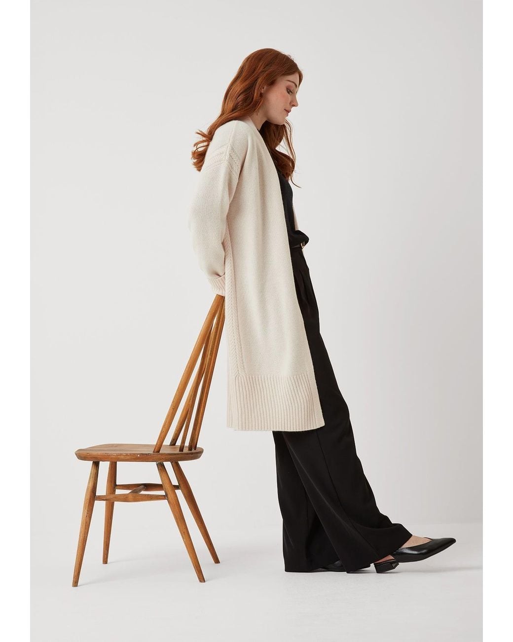 Loop Cashmere White Neutrals The Luxe Longline Coatigan