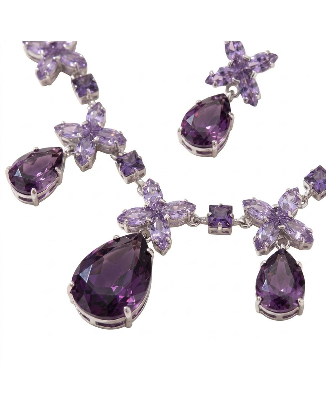 Modenaire White Elegant Crystal Necklace And Earrings Set