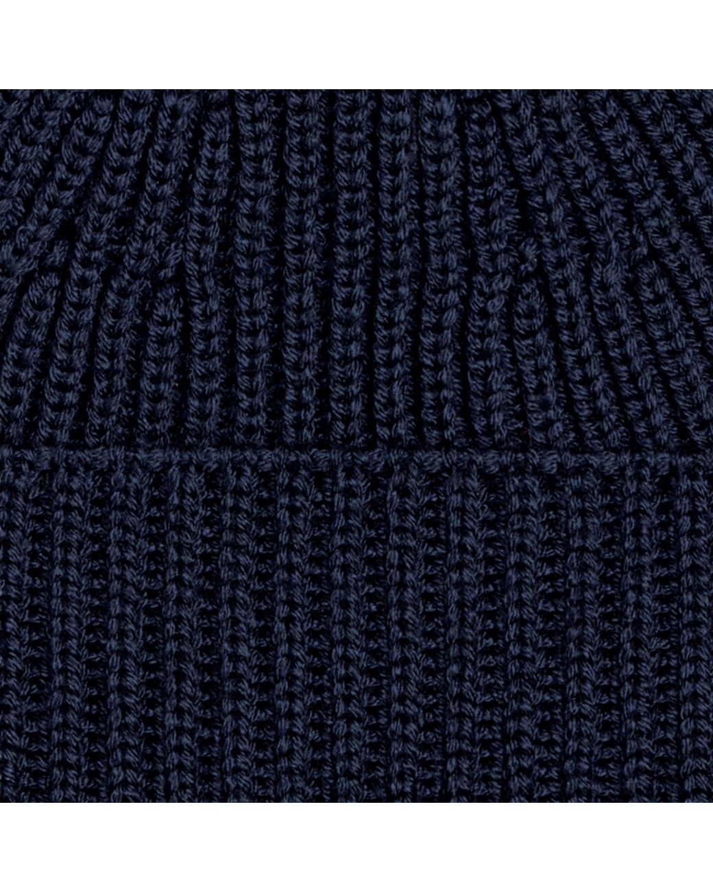 Paul James Knitwear Blue Heavyweight Extra Fine Merino Caster Fisherman Beanie for men