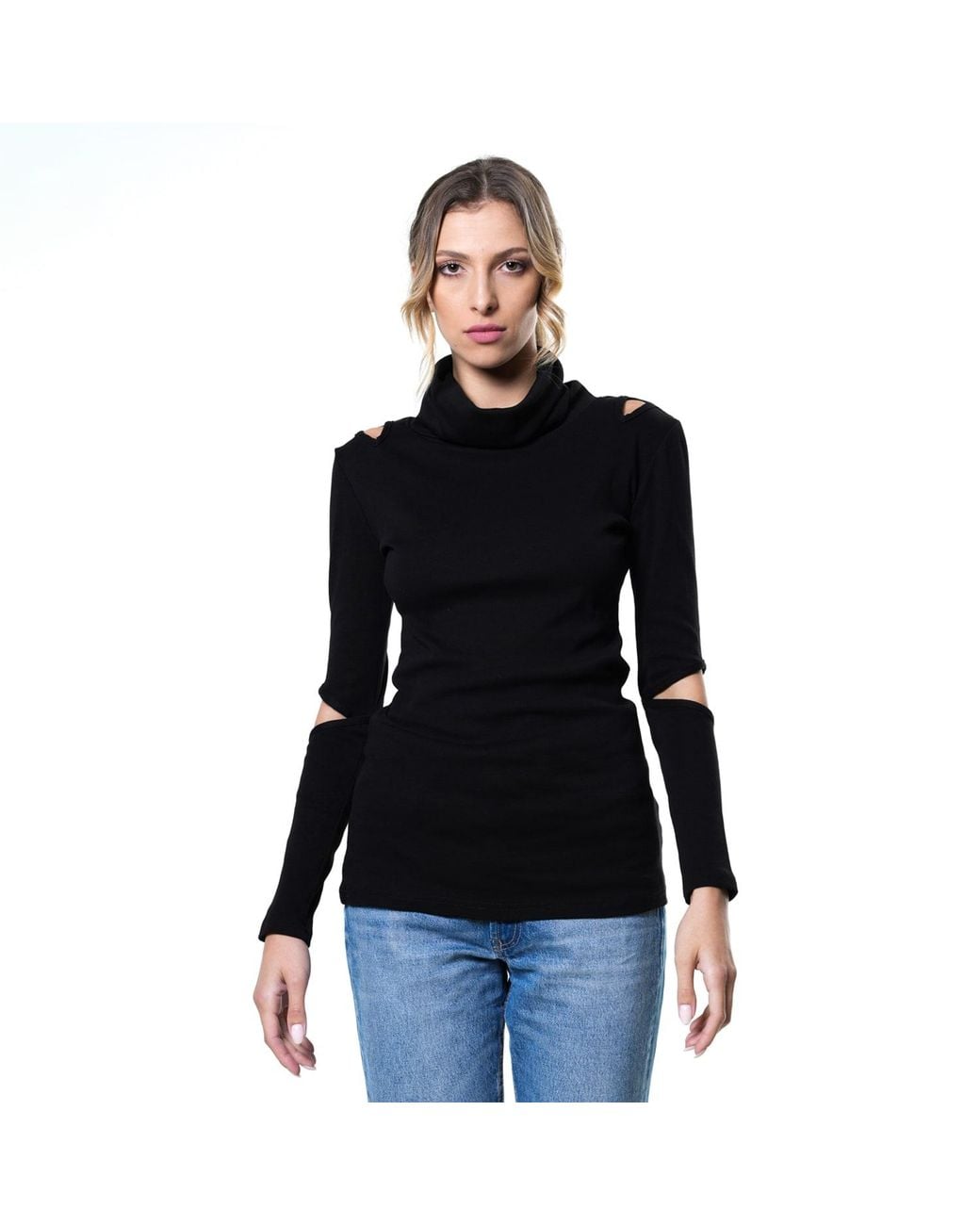 Metamorph Black Turtle Neck Casual Top