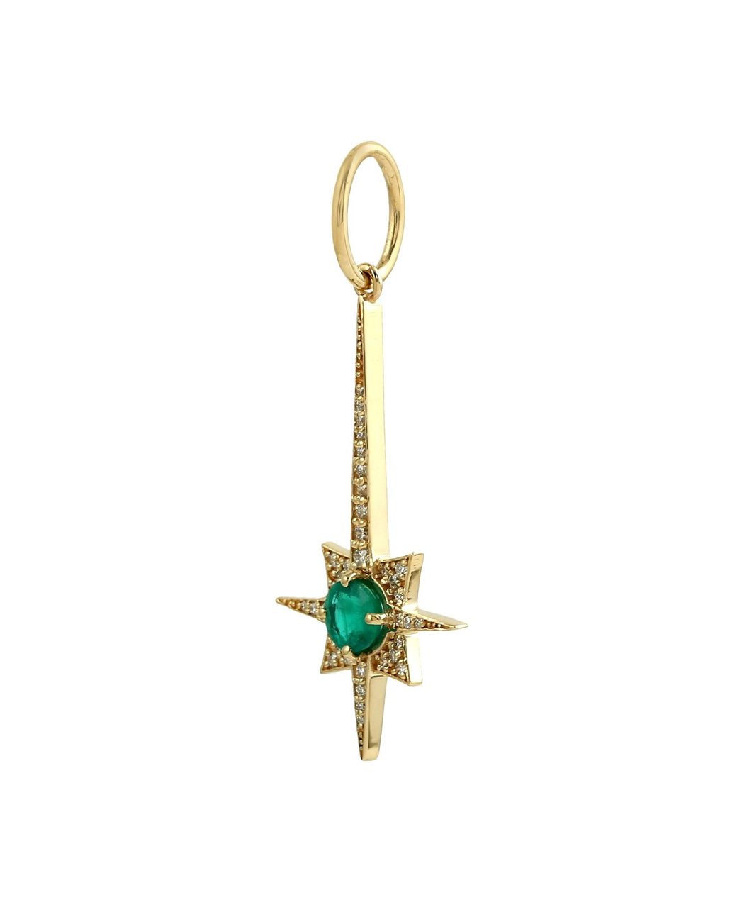 Artisan Metallic 18K Emerald & Diamond Starburst Drop Pendant