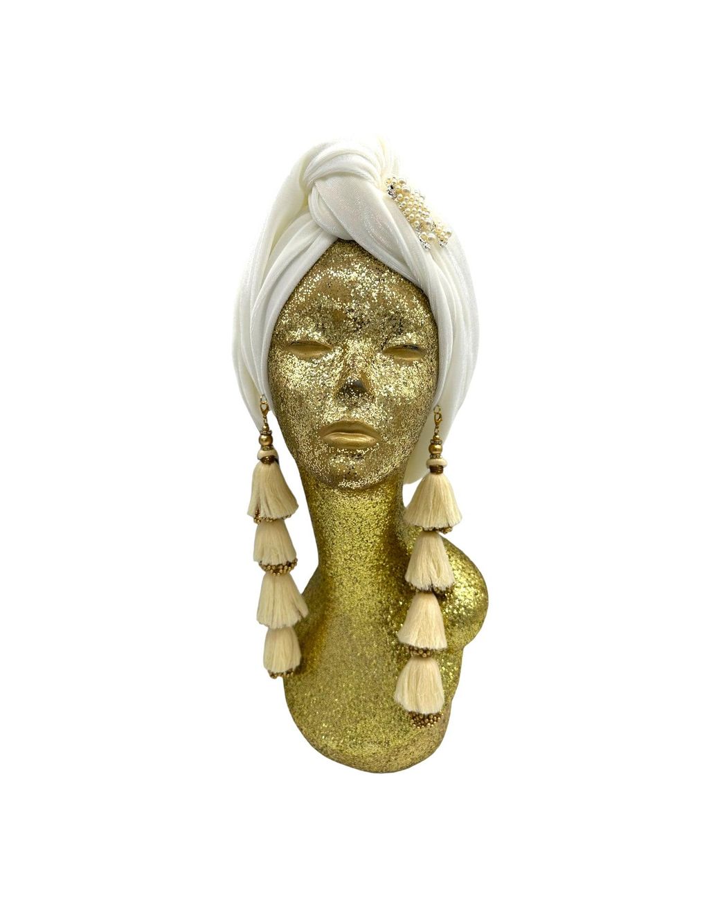 Julia Clancey Metallic Ivory & Pearl Poodle Dorado Turban