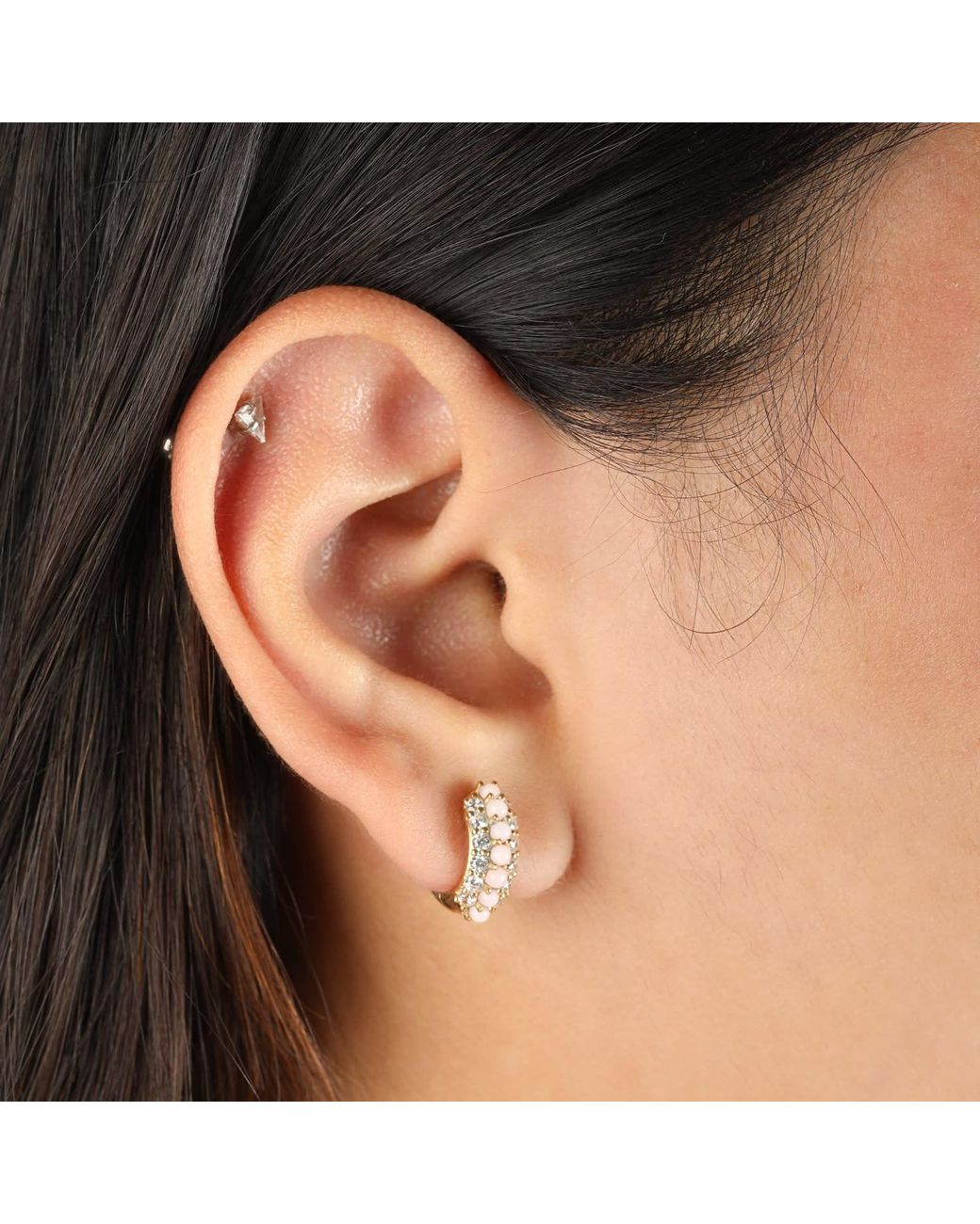 Preeti Sandhu Metallic Summer Sparkle Opal Vermeil Huggies