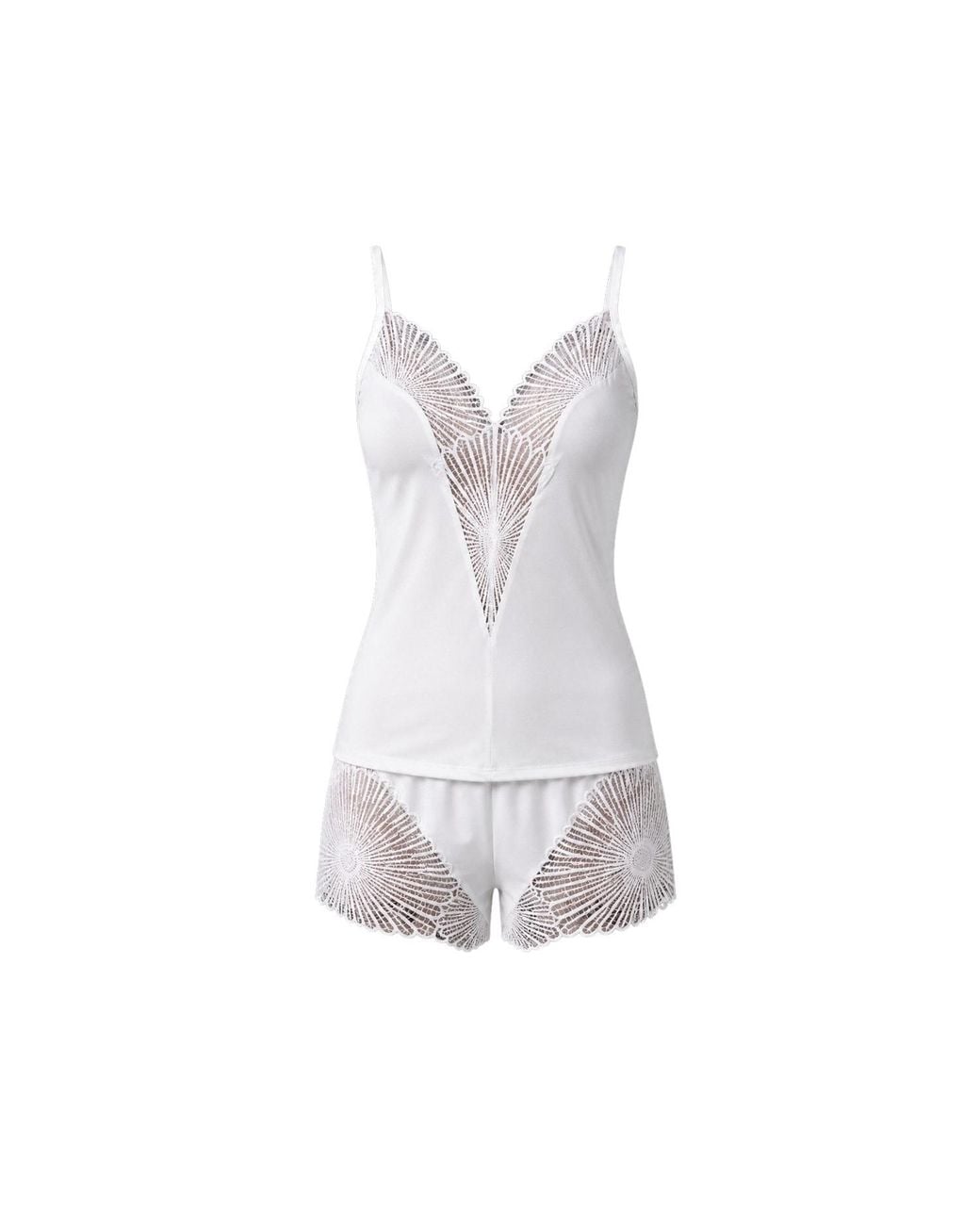 Oh!Zuza White Amelia Viscose Short Pyjama Set Lace for men