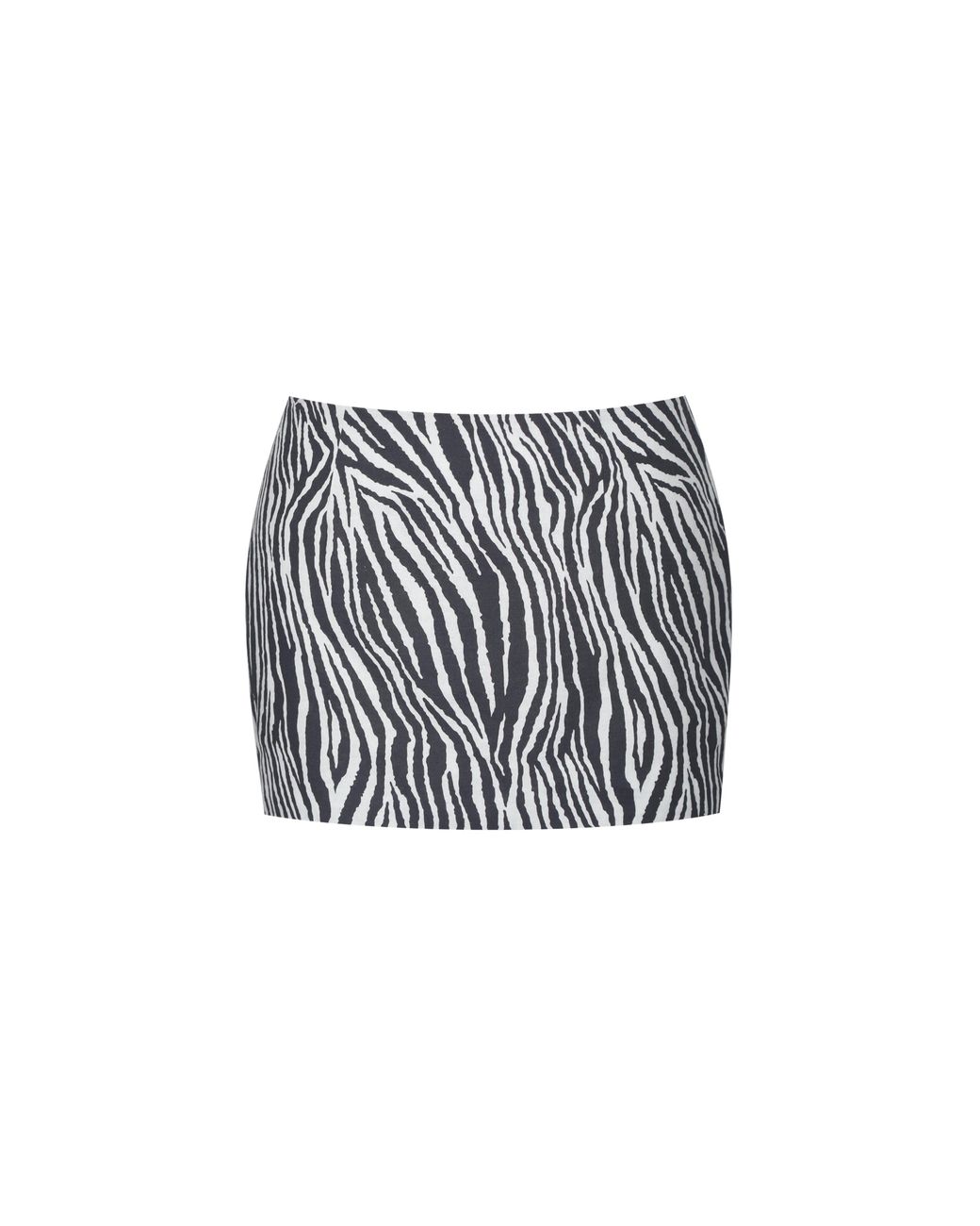 Miss Circle New York Black Petrine Zebra Linen Print Low-Waisted Mini Skirt