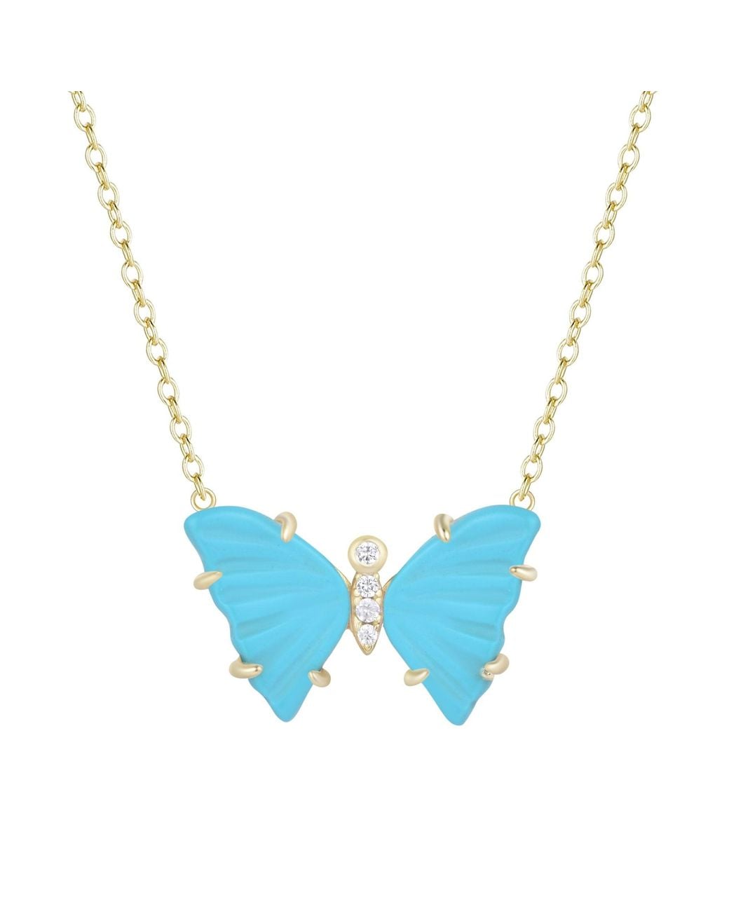 KAMARIA Blue Butterfly Necklace With Prongs