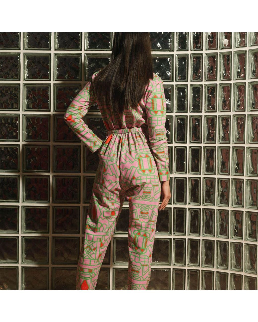 Wild Clouds Green Organic Cotton & Linen Jumpsuit