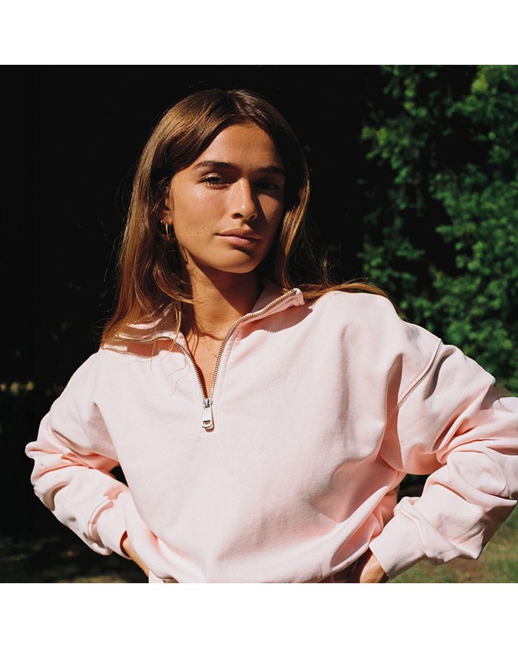 VLD Pink Runyon Cropped Quarter-Zip Sweatshirt