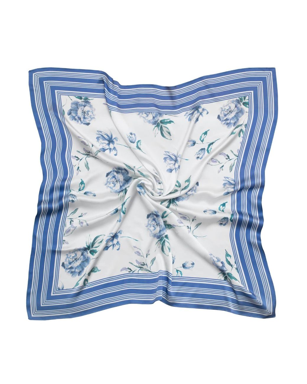 RainSisters Blue Large Floral Natural Silk Scarf