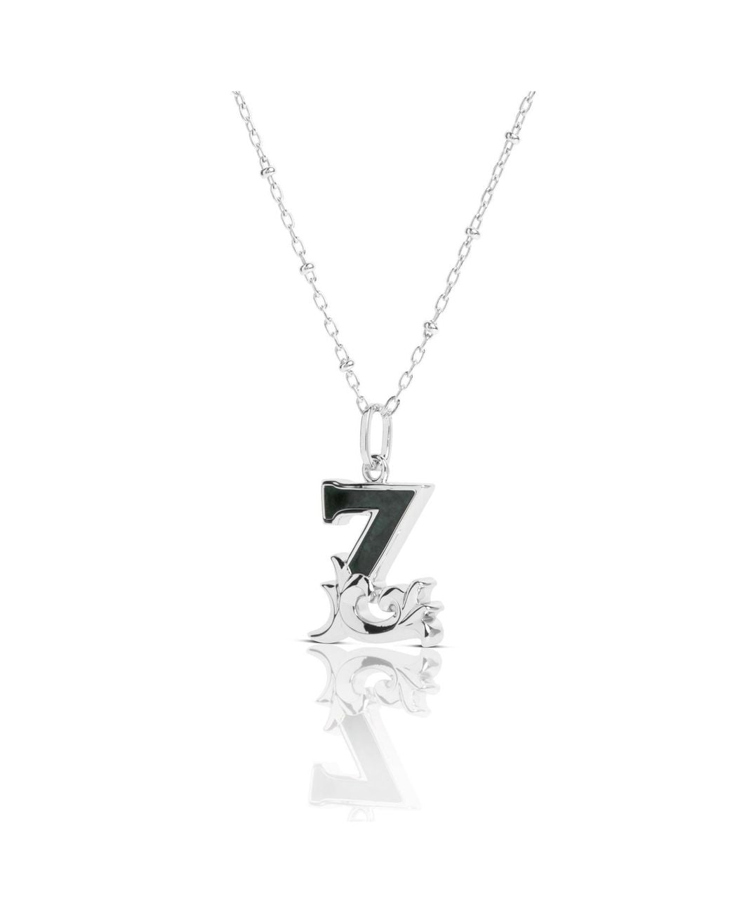 Kasun White Solid Z Initial Necklace With Marble