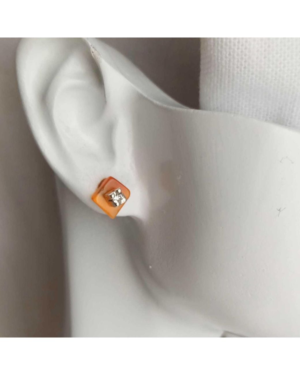 Lily Flo Jewellery Orange Carnelian Lab Grown Diamond Stud Earrings