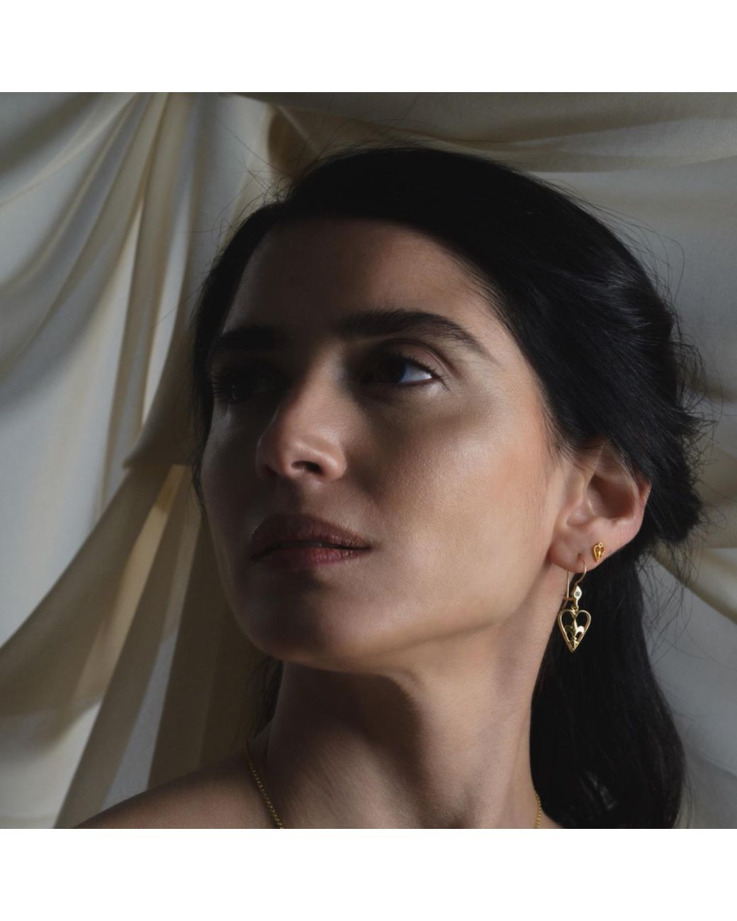 Myrto Katramadou Jewellery Metallic Heartshield – Hook Earrings