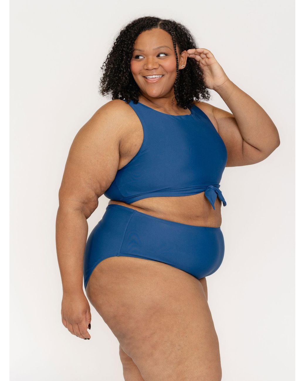 Lime Ricki Swimwear Blue High-Waist Bottom