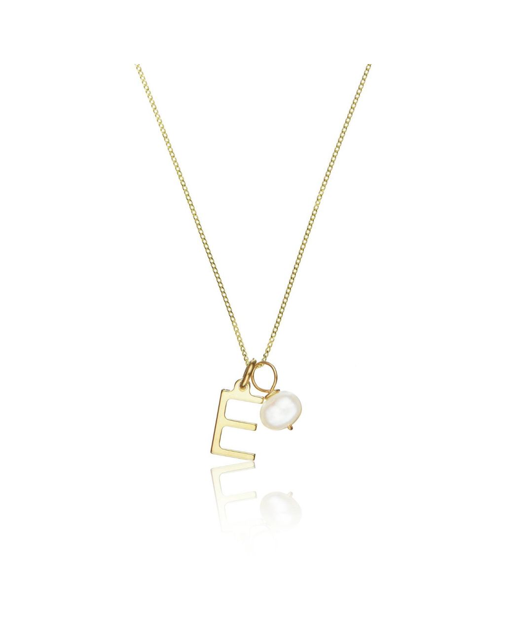 Lily & Roo Metallic Initial And Pearl Drop Necklace