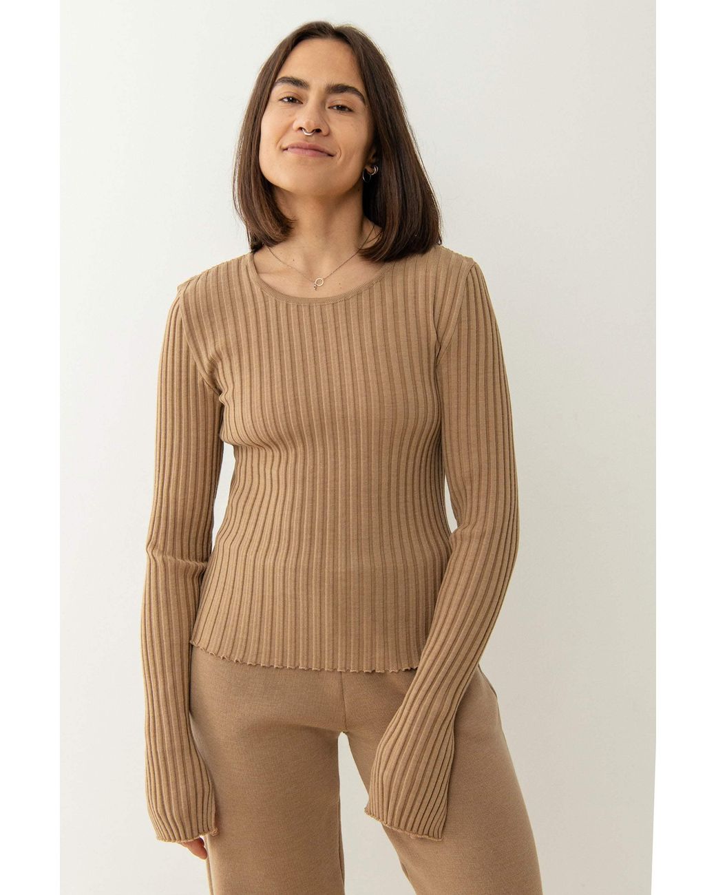 SALANIDA Natural Brera 100% Merino Long-sleeve Top Beige