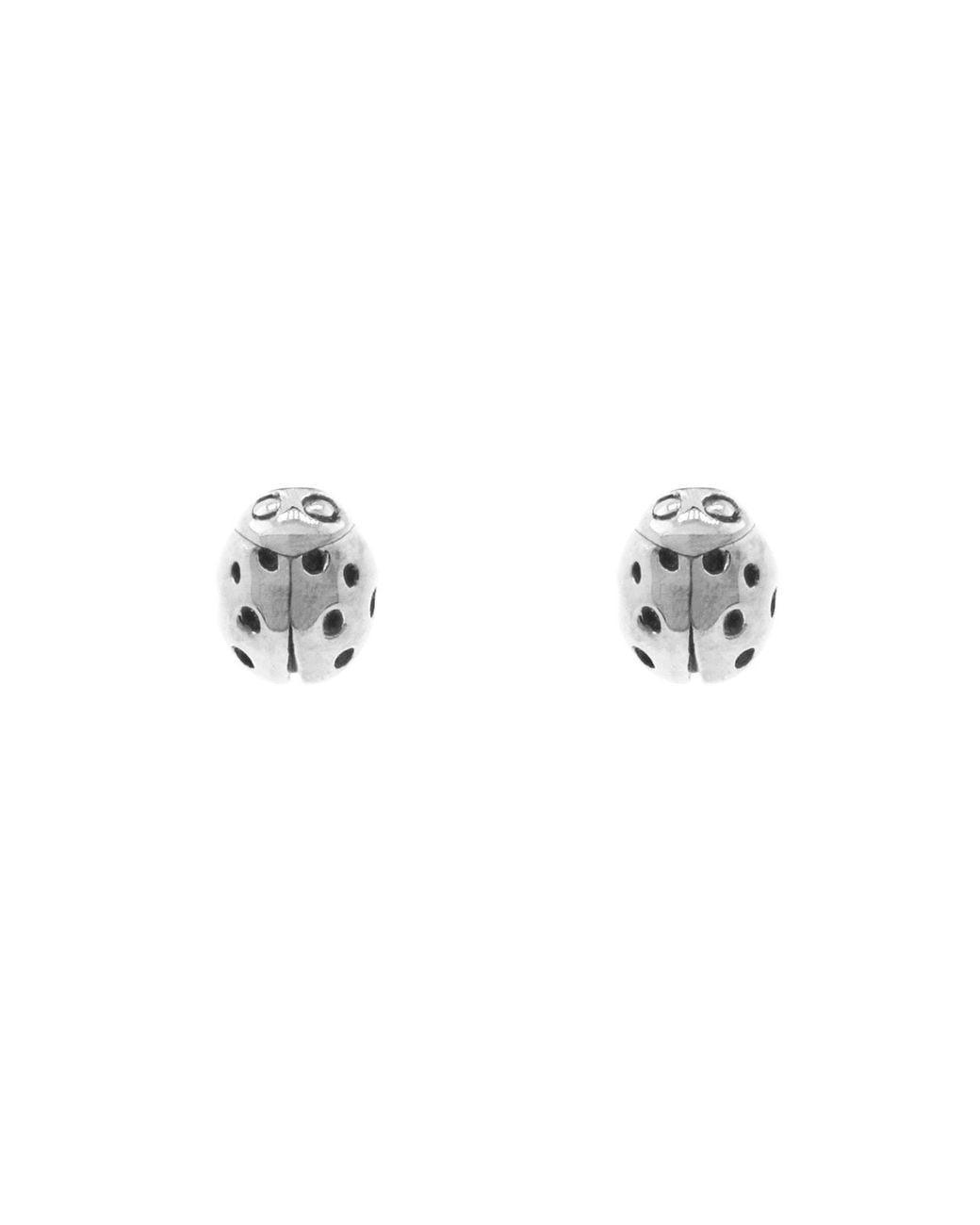 Lee Renee Metallic Ladybird Stud Earrings/wings Closed Silver