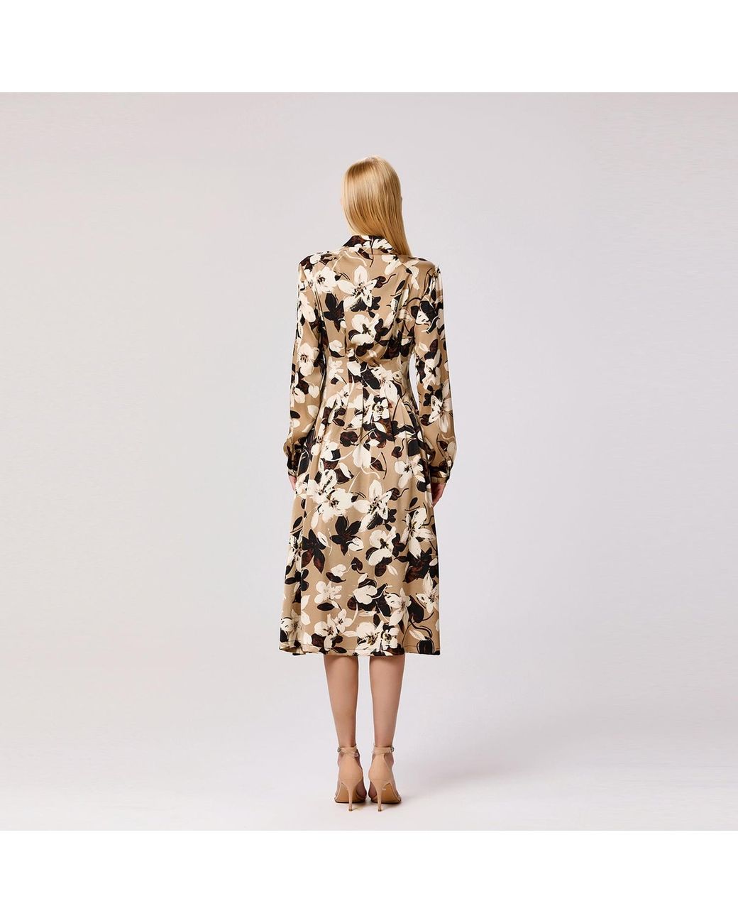 Smart and Joy Natural Neutrals Macro Flower Print Shirt Dress