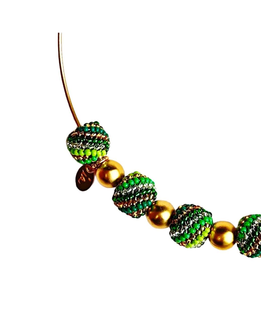 Iliana Arrazola Metallic Magical Ball Necklace, Glass Beads, Beaded Jewelry